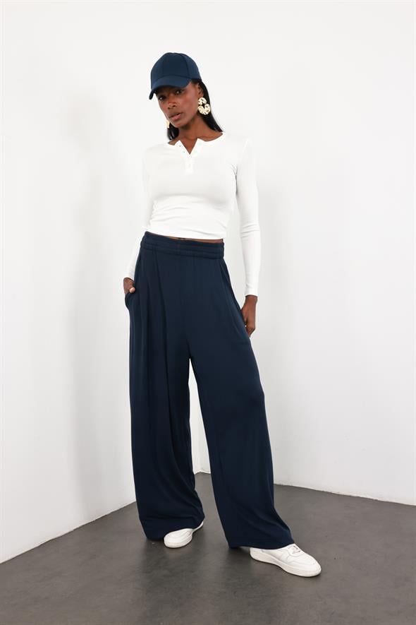 Lacivert Yüksek Bel Salaş Eşofman 0155