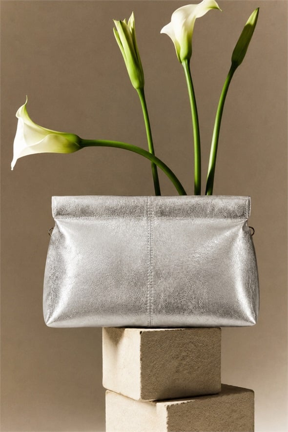 Lame Nice Deri Askılı Clutch Çanta 
