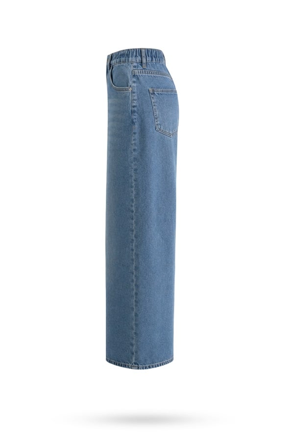 Mavi Beli Lastikli Tensel Jean 