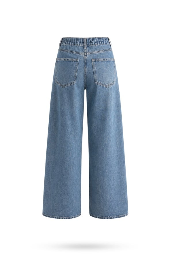 Mavi Beli Lastikli Tensel Jean 