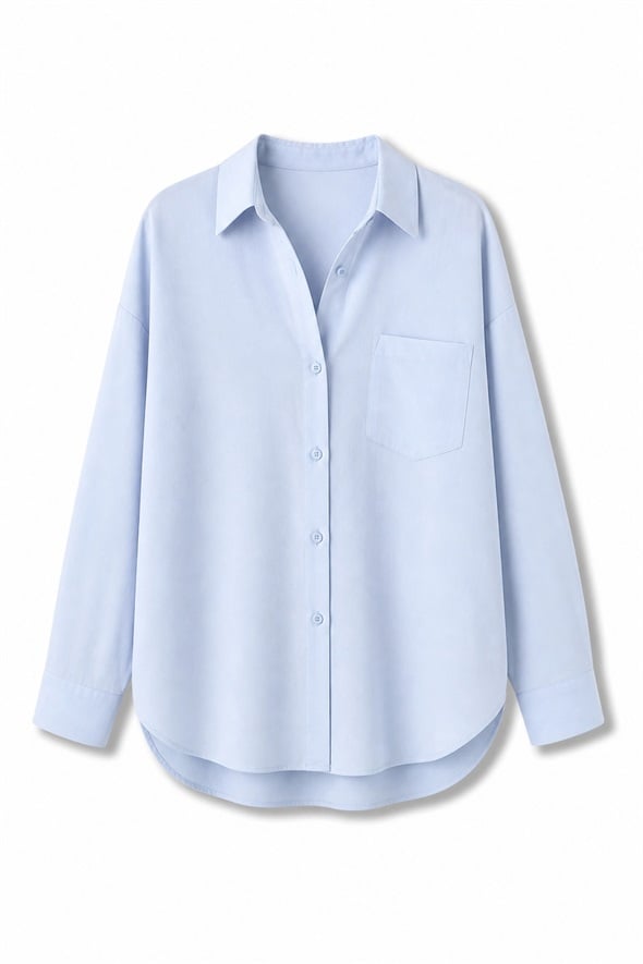 Mavi Cepli Oversize Gömlek 1724