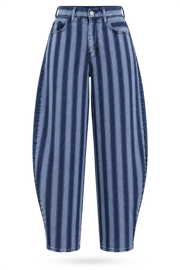 Mavi Çizgili Tapered Jean 00208