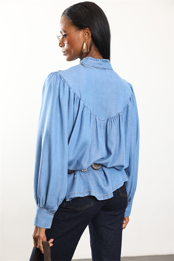 Mavi Dökümlü Kot Gömlek 00371