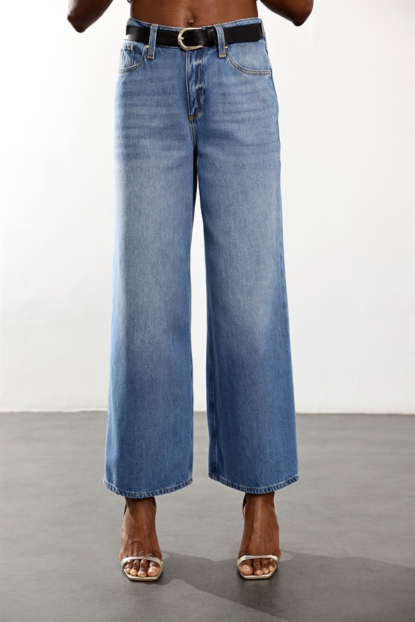 Mavi Geniş Paçalı Jean 