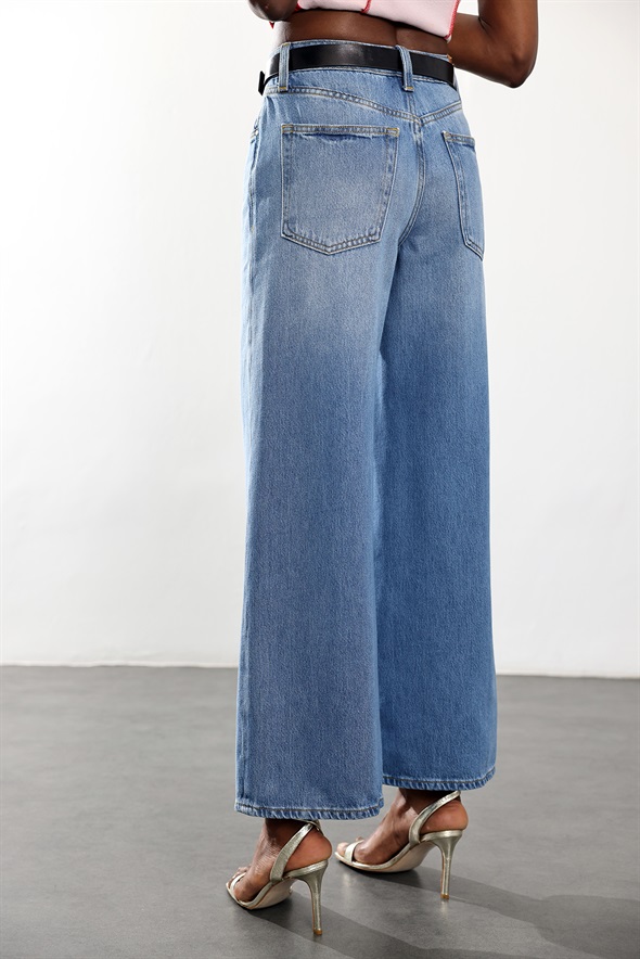 Mavi Geniş Paçalı Jean 