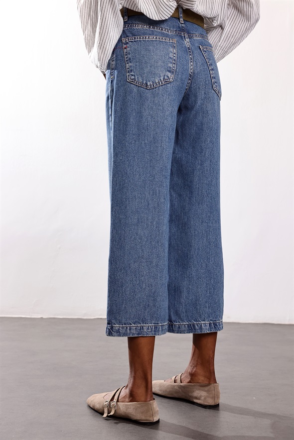 Mavi Kemerli Culotte Jean 01026
