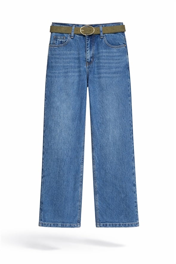 Mavi Kemerli Culotte Jean 01026