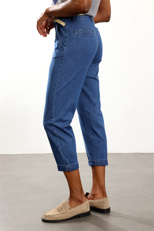 Mavi Kemerli Duble Paça Jean 01109