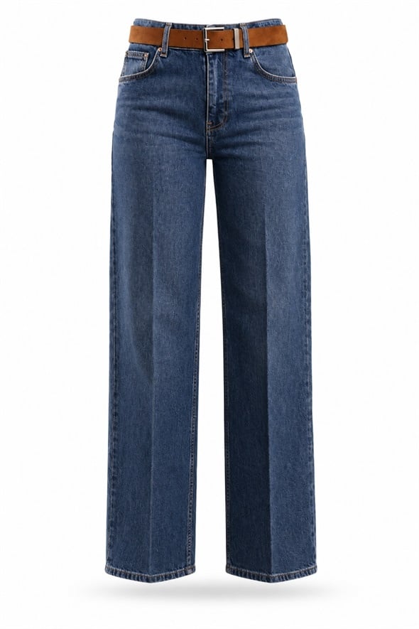 Mavi Kemerli Straight Fit  Jean 953