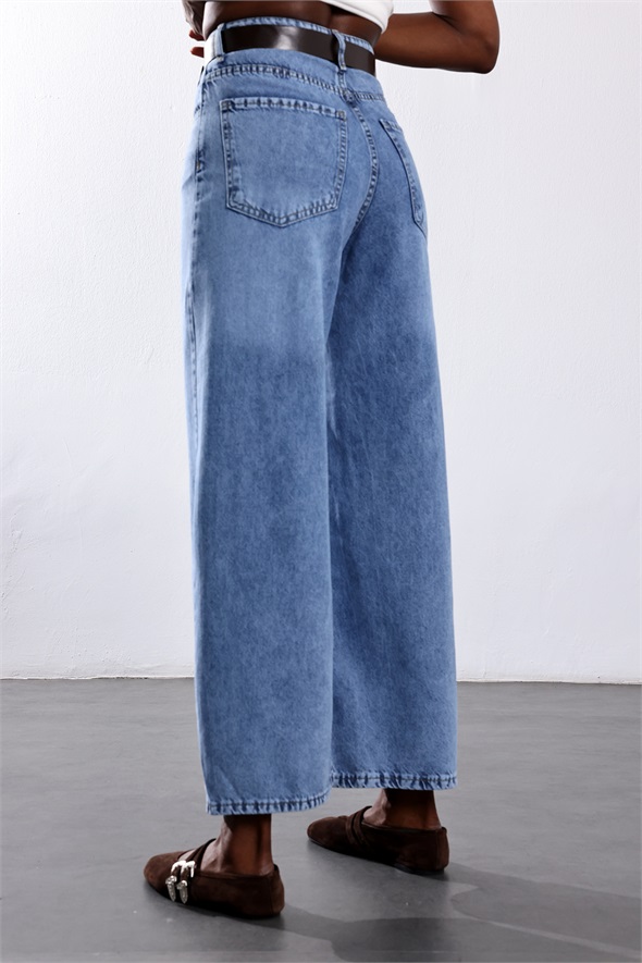 Mavi Kemerli Tensel Denim Pantolon 