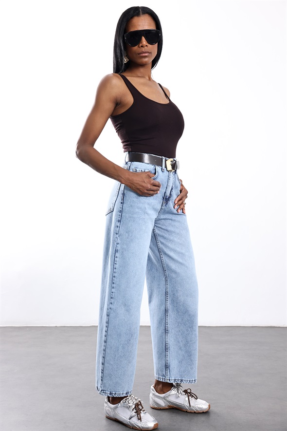Mavi Kemerli Tensel Denim Pantolon 0030