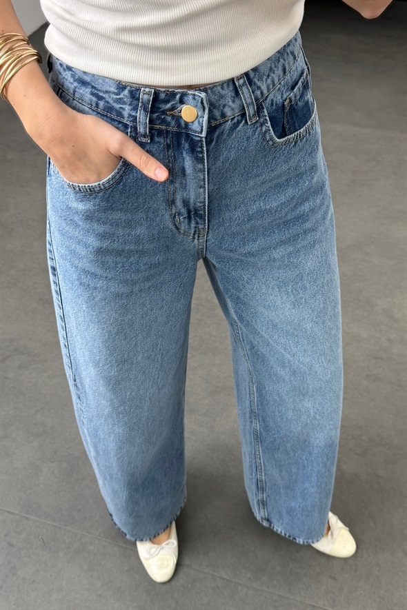 Mavi Kemerli Tensel Denim Pantolon 0030