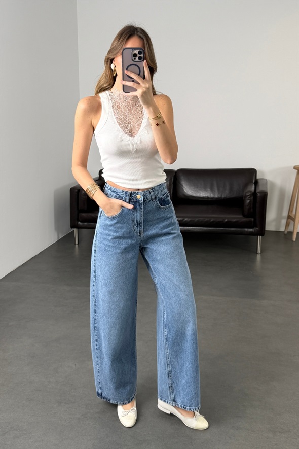 Mavi Kemerli Tensel Denim Pantolon 0030