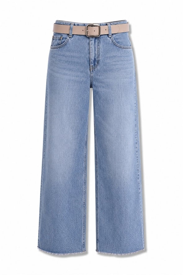 Mavi Kemerli Wide Leg Jean 26827