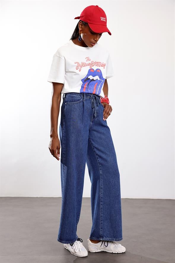 Mavi Lyocell Bağcıklı Denim Pantolon 
