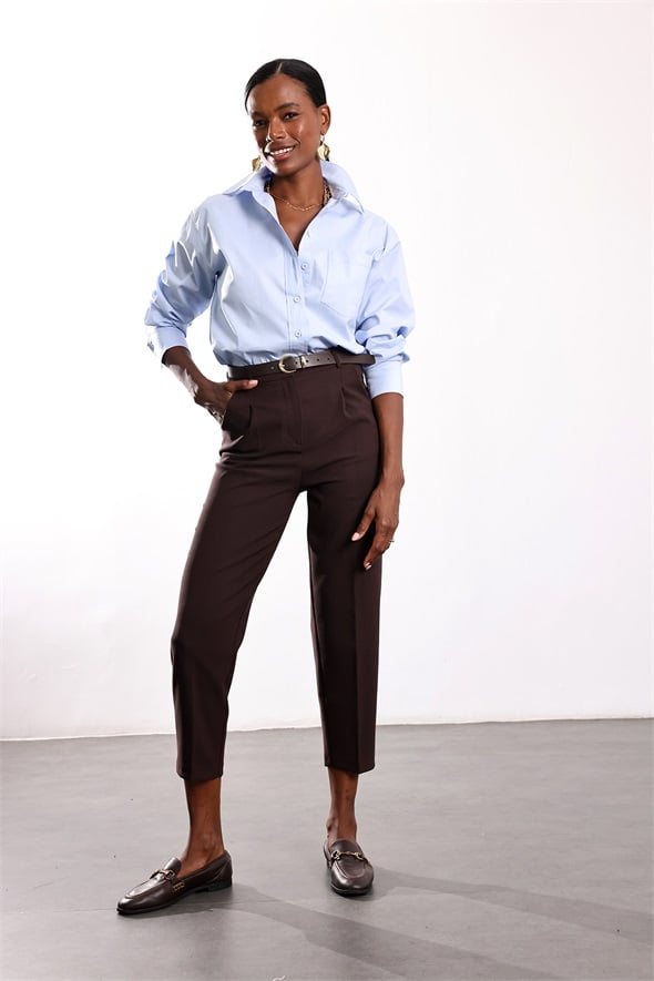 Mavi Oversize Poplin Gömlek 4112