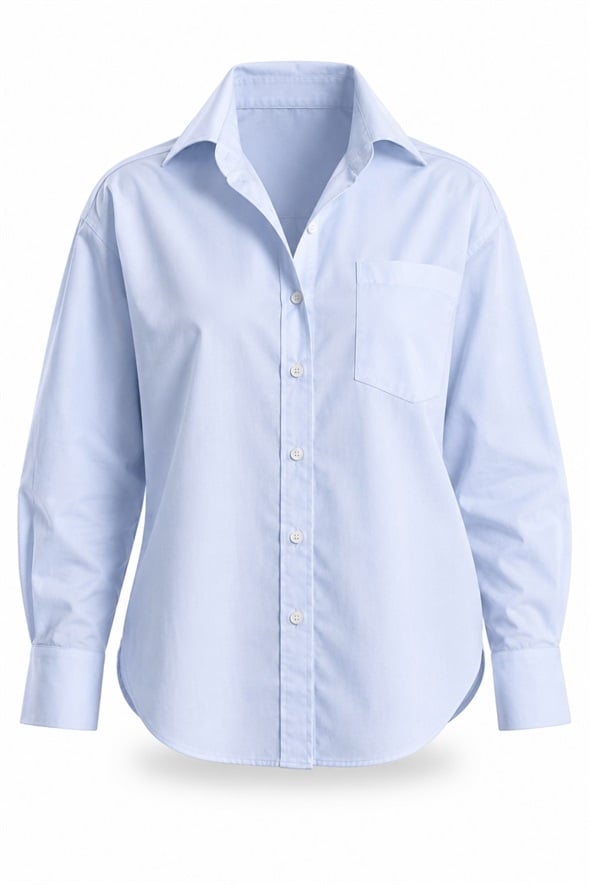 Mavi Oversize Poplin Gömlek 4112