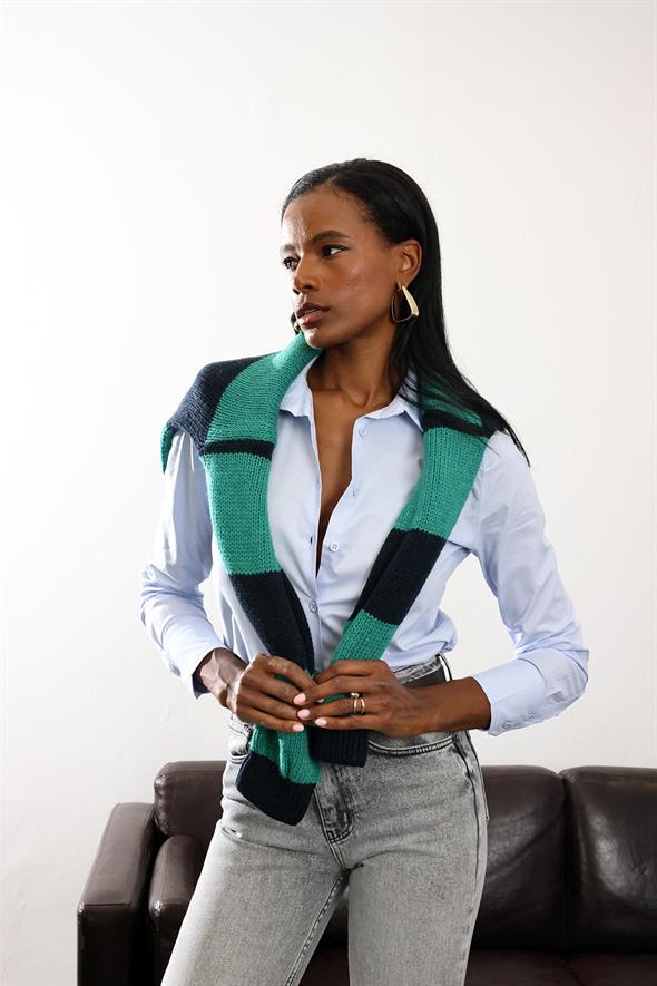 Mavi Pens Detaylı Slim Fit Gömlek 018