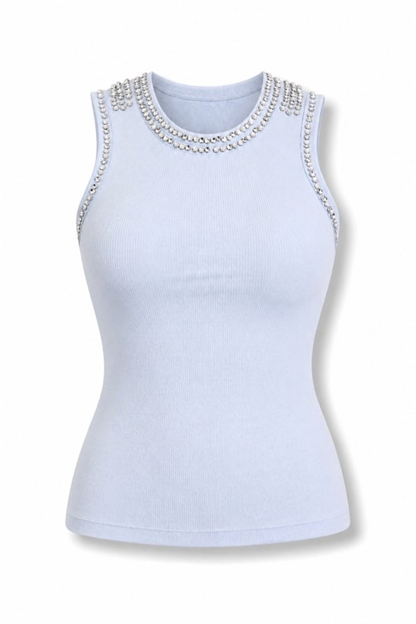 Mavi Taş İşlemeli Atlet 261006