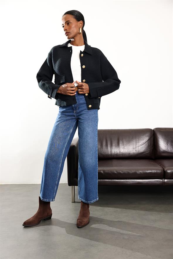 Mavi Yüksek Bel Boyfriend Jean 