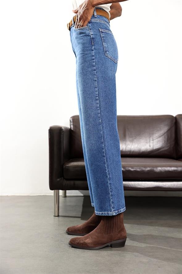 Mavi Yüksek Bel Boyfriend Jean 