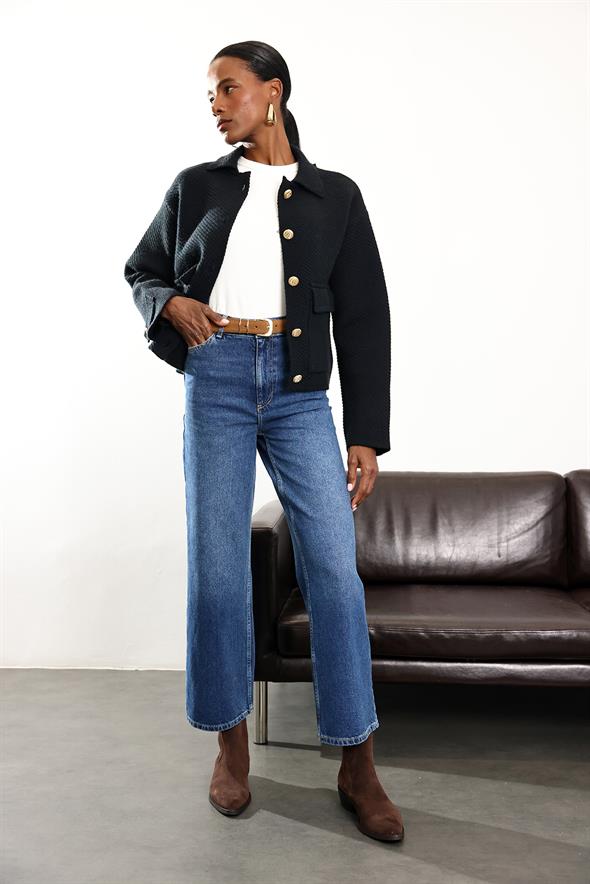 Mavi Yüksek Bel Boyfriend Jean 