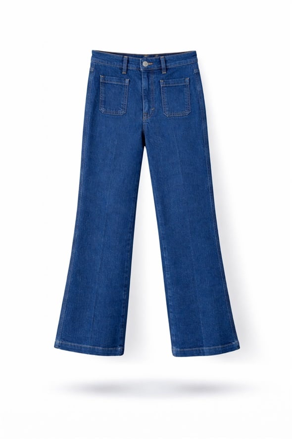 Mavi Yüksek Bel Flare Jean 