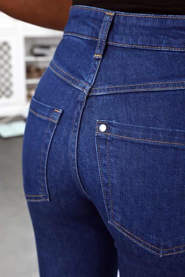 Mavi Yüksek Bel Flare Jean 