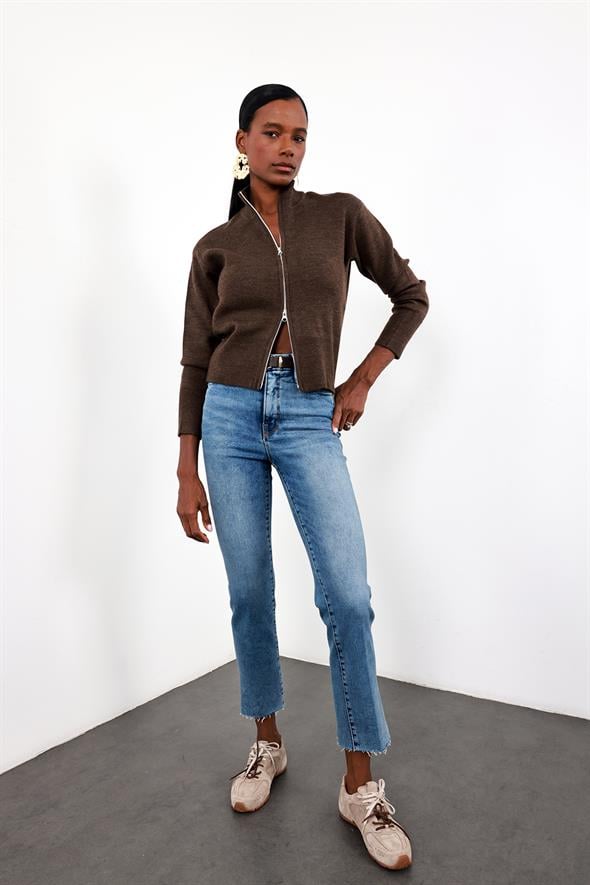 Mavi Yüksek Bel Slim Fit Likralı Jean 