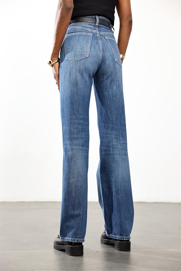 Mavi Yüksek Bel Straight Jean 