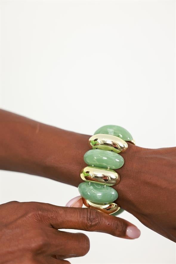 Mint Gold Detaylı Lastikli Bileklik 