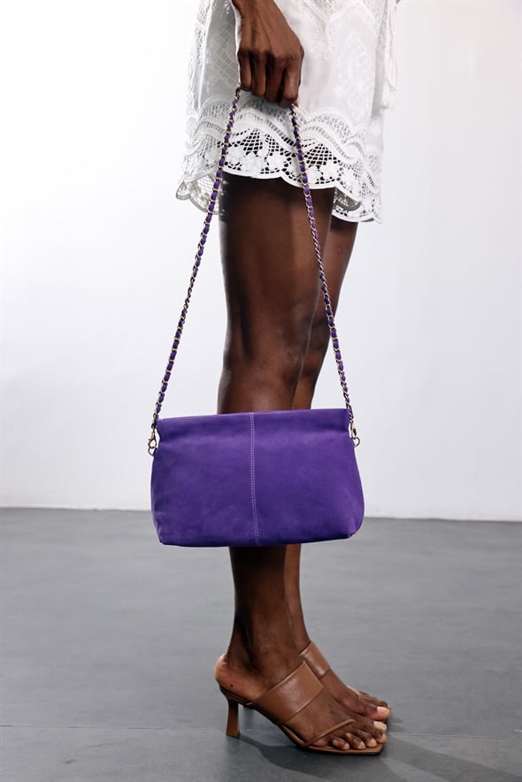 Mor Nice Süet Askılı Clutch Çanta 7990