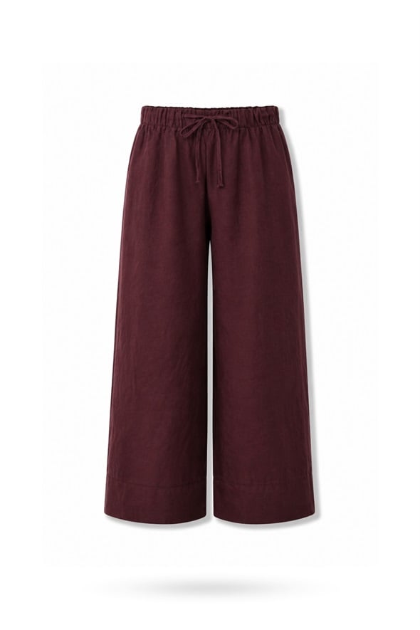 Mürdüm %100 Keten Lino Pantolon 
