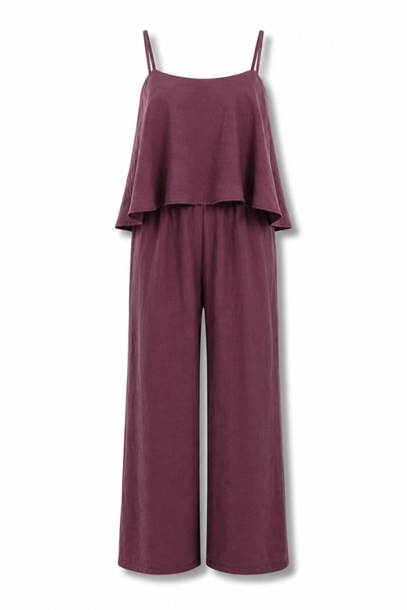 Mürdüm Askılı Bluz Pantolon Takım 1988