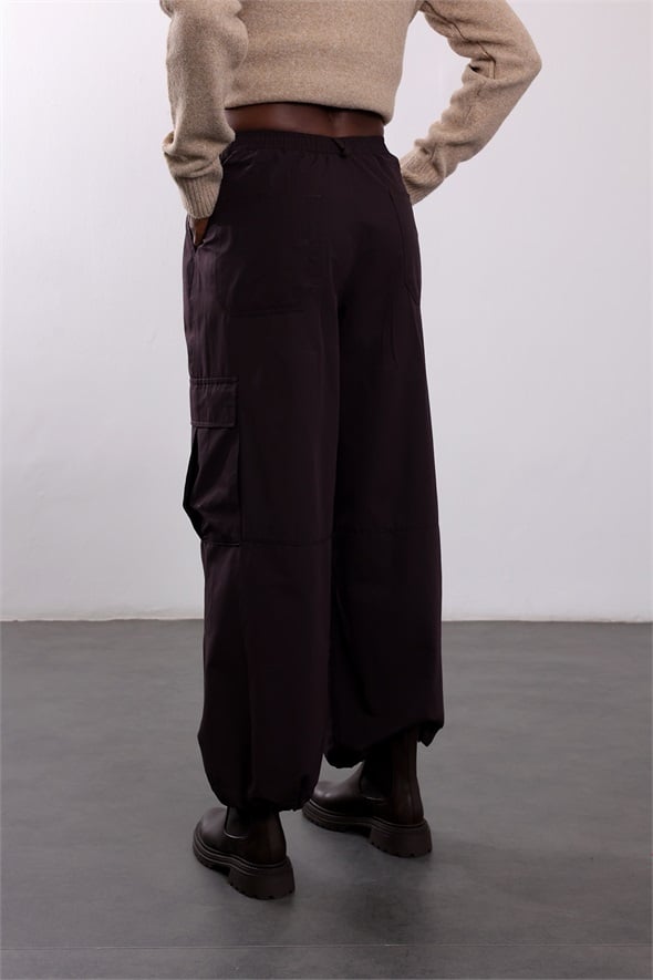 Mürdüm Beli Lastikli Kargo Pantolon 581163