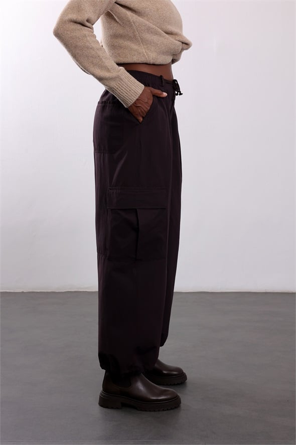 Mürdüm Beli Lastikli Kargo Pantolon 581163