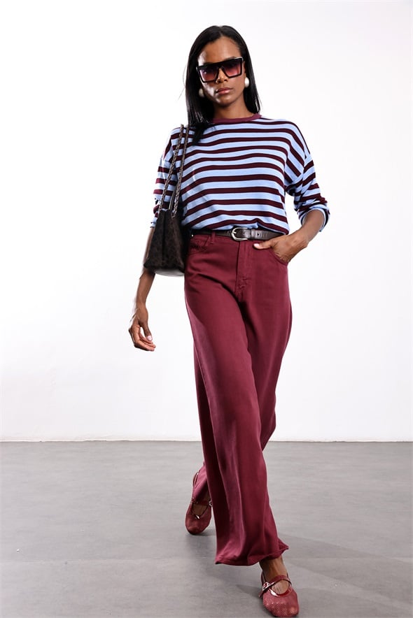 Mürdüm Beli Lastikli Tensel Jean 01073