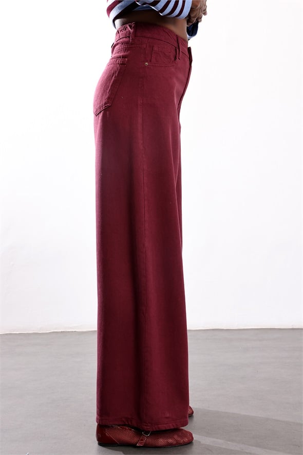 Mürdüm Beli Lastikli Tensel Jean 01073