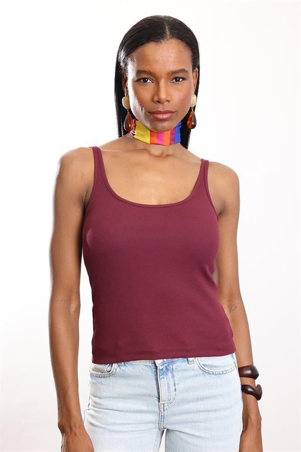 Mürdüm Fitilli İnce Askılı Atlet 24113