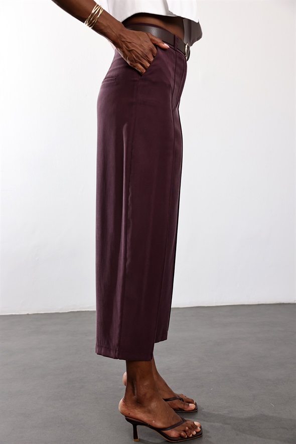 Mürdüm Kemerli Barrel Pantolon 58549
