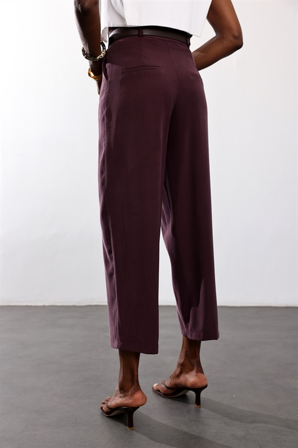 Mürdüm Kemerli Barrel Pantolon 58549