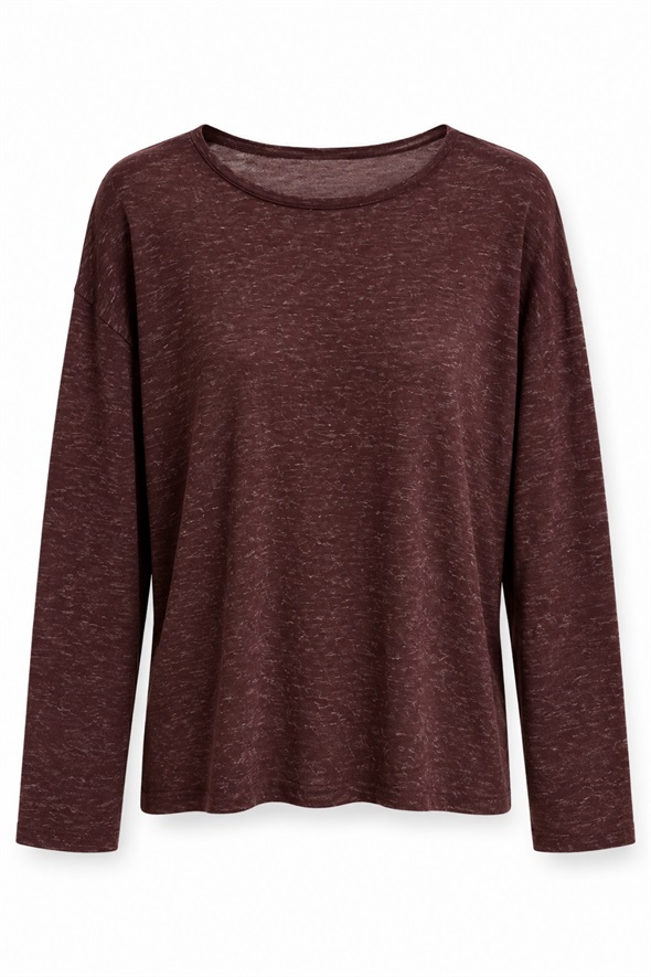 Mürdüm Kendinden Dokulu Oversize Bluz 27377