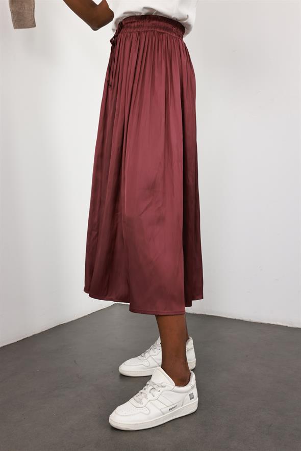 Mürdüm Kırışık Mat Saten Etek 2947