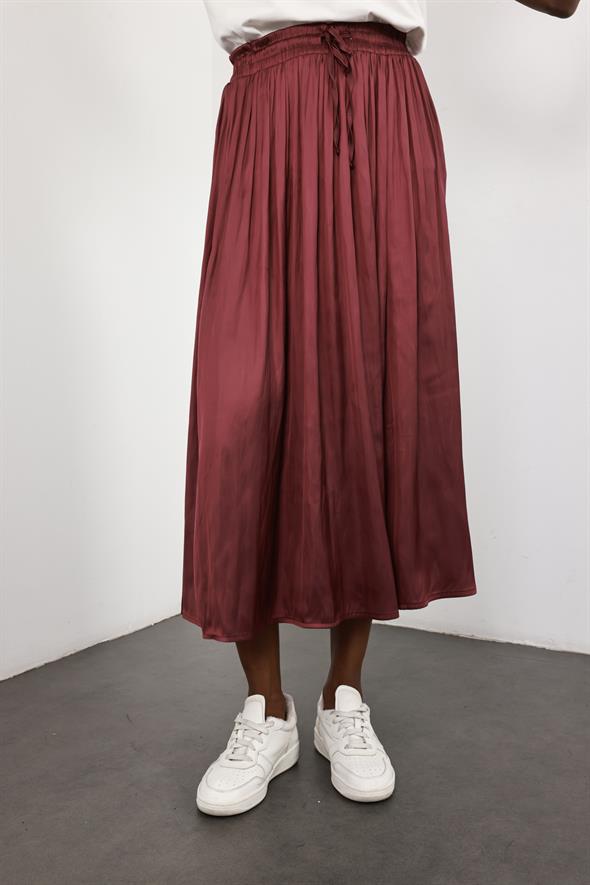 Mürdüm Kırışık Mat Saten Etek 2947