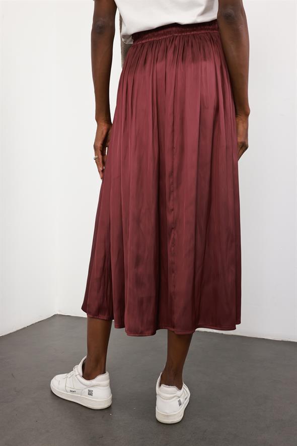 Mürdüm Kırışık Mat Saten Etek 2947