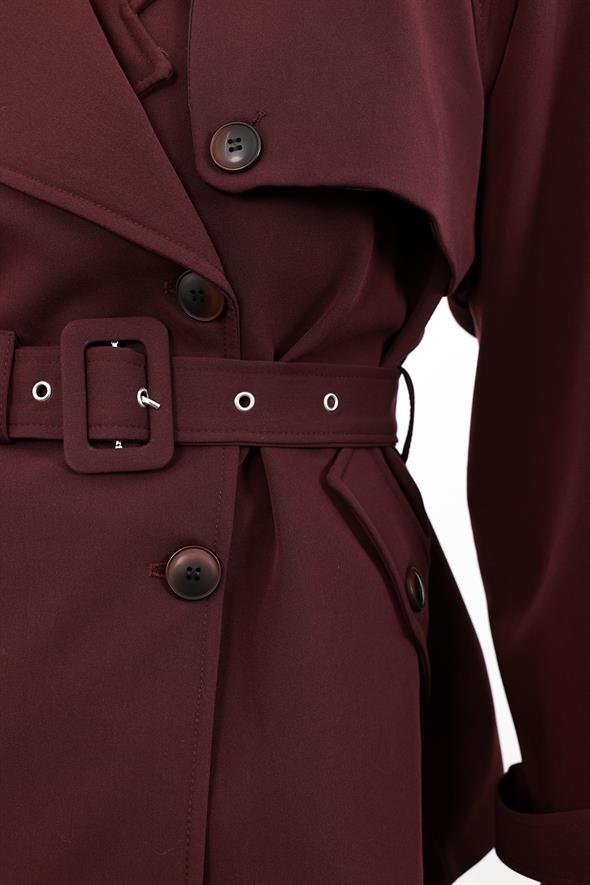 Mürdüm Rüzgarlıklı Midi Trençkot 9587