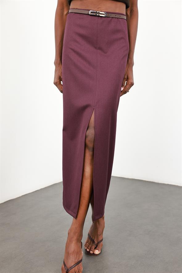 Mürdüm Yırtmaçlı Kalem Etek 41093