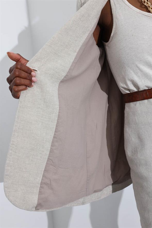 Naturel %100 Ham Keten Ceket 