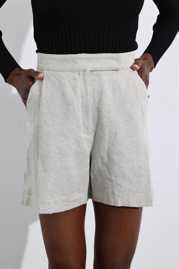 Naturel %100 Keten Klasik Şort 
