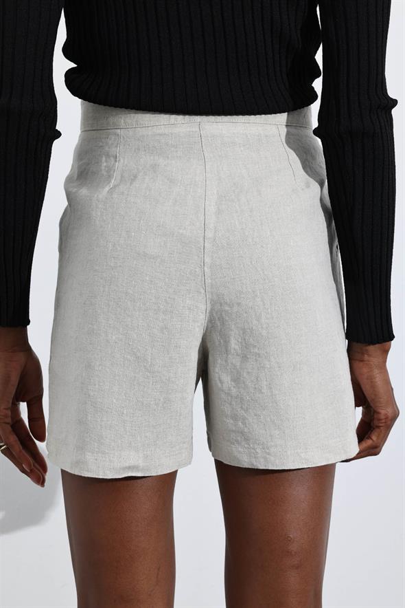 Naturel %100 Keten Klasik Şort 